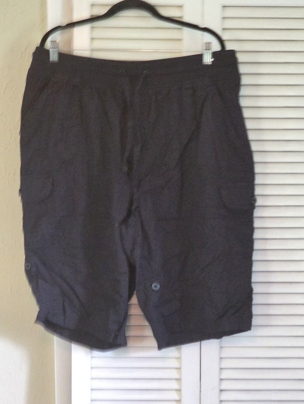 Woman Within Black Cargo Bermuda Shorts Size 18W Plus Elastic Waist